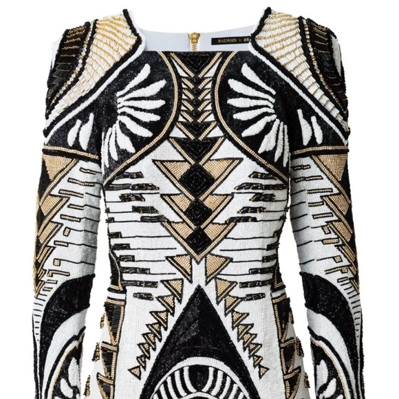 Balmain H&M Rhinestone Beaded Embellished Dress US 8 RARE New Years Party - Picture 15 of 16